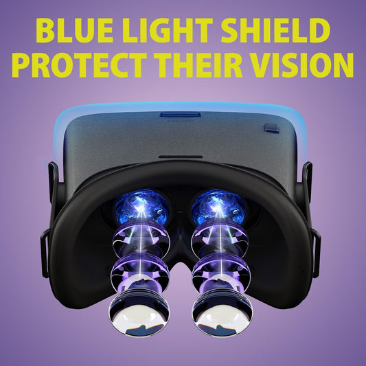 V5 VR Headset for Phone, 110°FOV HD Anti-Blue Lenses Eye Protection Virtual Reality Headset, VR Glasses for Iphone Samsung Android (Black)