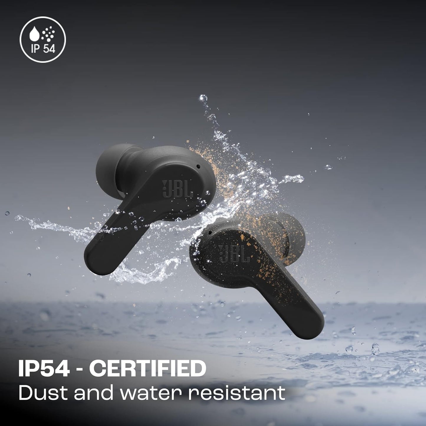 Wave Beam In-Ear Wireless Earbuds with IP54 and IPX2 Waterproofing, Hands-Free Calling and 32-Hour Battery Life, Black