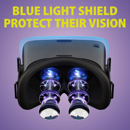 V5 VR Headset for Phone, 110°FOV HD Anti-Blue Lenses Eye Protection Virtual Reality Headset, VR Glasses for Iphone Samsung Android (Black)