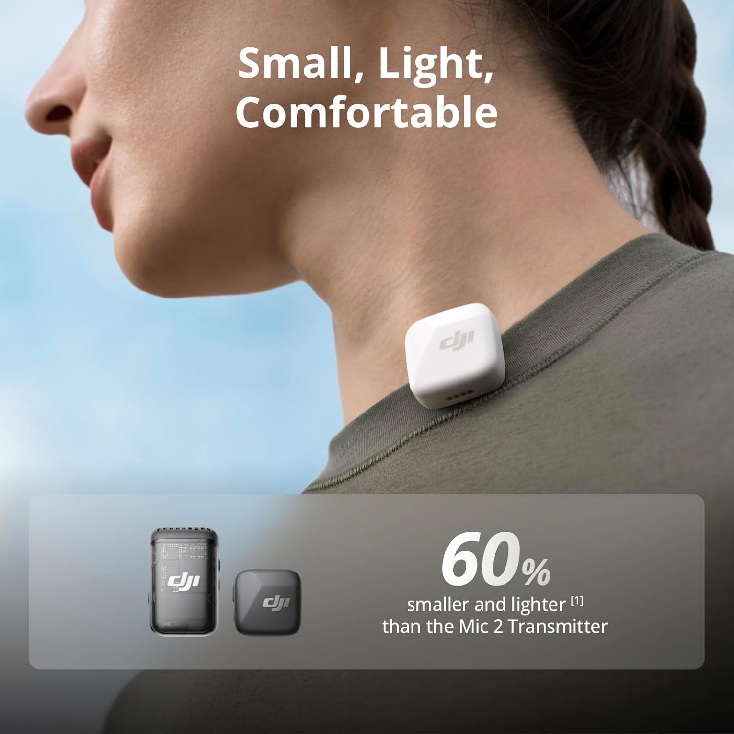 Mic Mini (1 TX + 1 RX), Wireless Lavalier Microphone, Detail-Rich Audio, Noise Cancelling, Automatic Limiting, Wireless Microphone for Camera/Iphone/Android, Vlog, Streaming, 400M Transmission