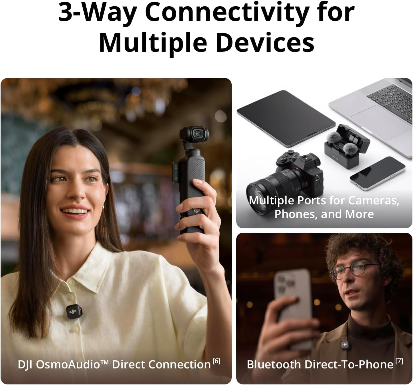 Mic 3 (2 TX + 1 RX + Charging Case), Wireless Microphone for Iphone/Camera/Android, Ultralight, Adaptive Gain Control for Balanced Volume, Dual Band Anti-Interference, 28Hrs Use, Vlog