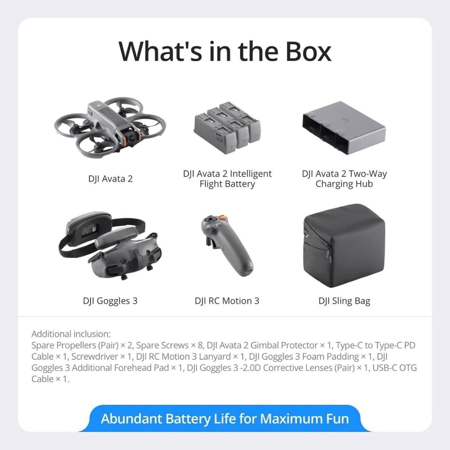 Avata 2 Fly More Combo (3 Batteries), FPV Drone with Camera 4K, Immersive Experience, One-Push Acrobatics, Built-In Propeller Guard, 155° FOV, Camera Drone with Goggles 3 and RC Motion 3