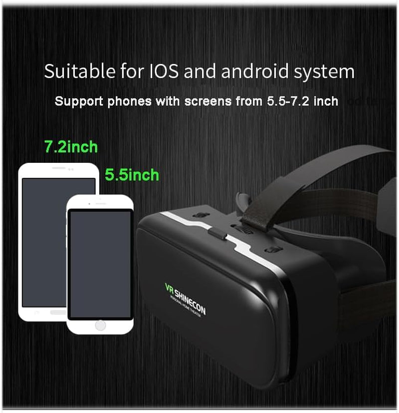 VR Headset for Iphone and Android with Remote Controller, Upgrade 3D Virtual Reality VR Glasses with Blue Lights for VR Games Movies & Video, Support 4.7-7.0”Phone for Kids & Adults