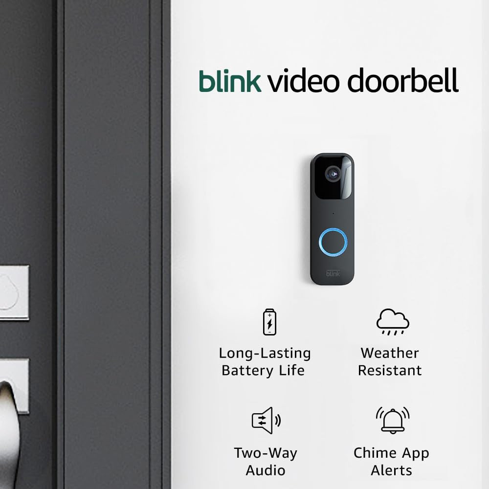 Video Doorbell | Two-Way Audio, HD Video, Long-Lasting Battery Life, Motion Detection, Chime App Alerts, Works with Alexa (Black)
