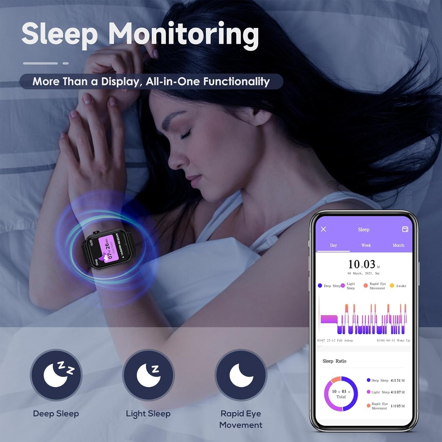 Smart Watches for Women Men, 1.83 Inches HD Smartwatch with 120 Sports Modes, Heart Rate/Sleep Monitor, IP67 Waterproof, Bluetooth Call & Music Control for Iphone/Android (Black)