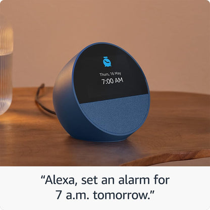 Echo Spot (2024 Release), Smart Alarm Clock with Vibrant Sound + Alexa, Black