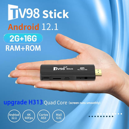 Android TV Stick 4K Mini Smart Tv Box DDR4 2GB RAM 16GB Quad-Core 64Bit Dual 2.4G/5G Wifi HDR10+ Ultra USB HD Smart TV STICK Box Streaming Media (Basic)