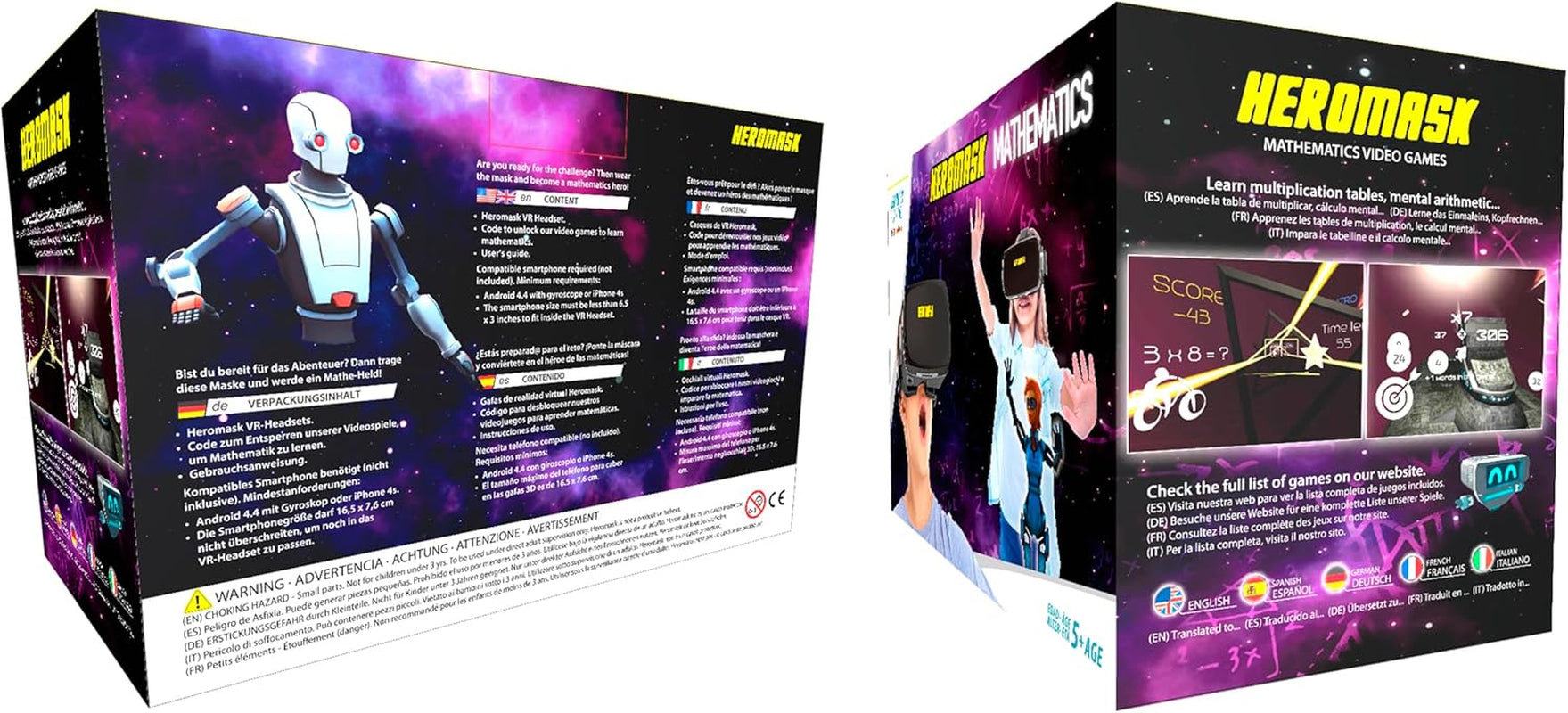 : VR Headset for Kids + Maths Educational Games [Times Tables Subtraction…] for Kids 5 6 7 8…12 Years Old [Fun Games] VR Maths Set [3D Glasses] Cool for Girls and Boys Learning Toys