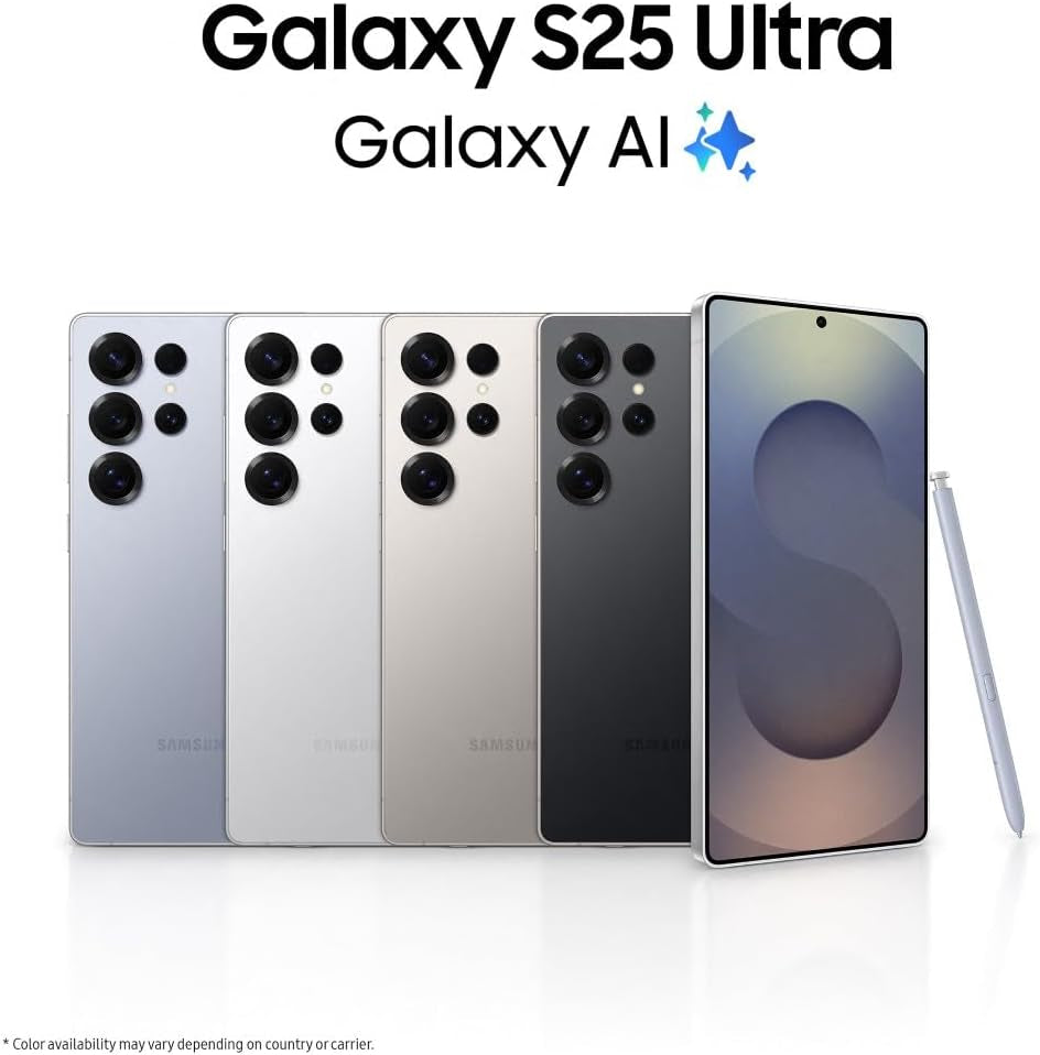 Galaxy S25 Ultra AI Smartphone, Galaxy AI, 12GB Memory, 512GB Storage, 200MP Camera, S Pen Included, Titanium Silverblue, 3 Year Manufacturer Extended Warranty (UK Version)