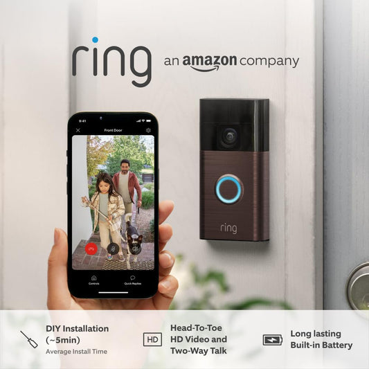 Battery Video Doorbell (2024 Release) + Chime | DIY Wireless Video Doorbell Camera | Head-To-Toe View | Easy to Install (5 Min) | with Built-In Battery I 30-Day Free Trial of  Home