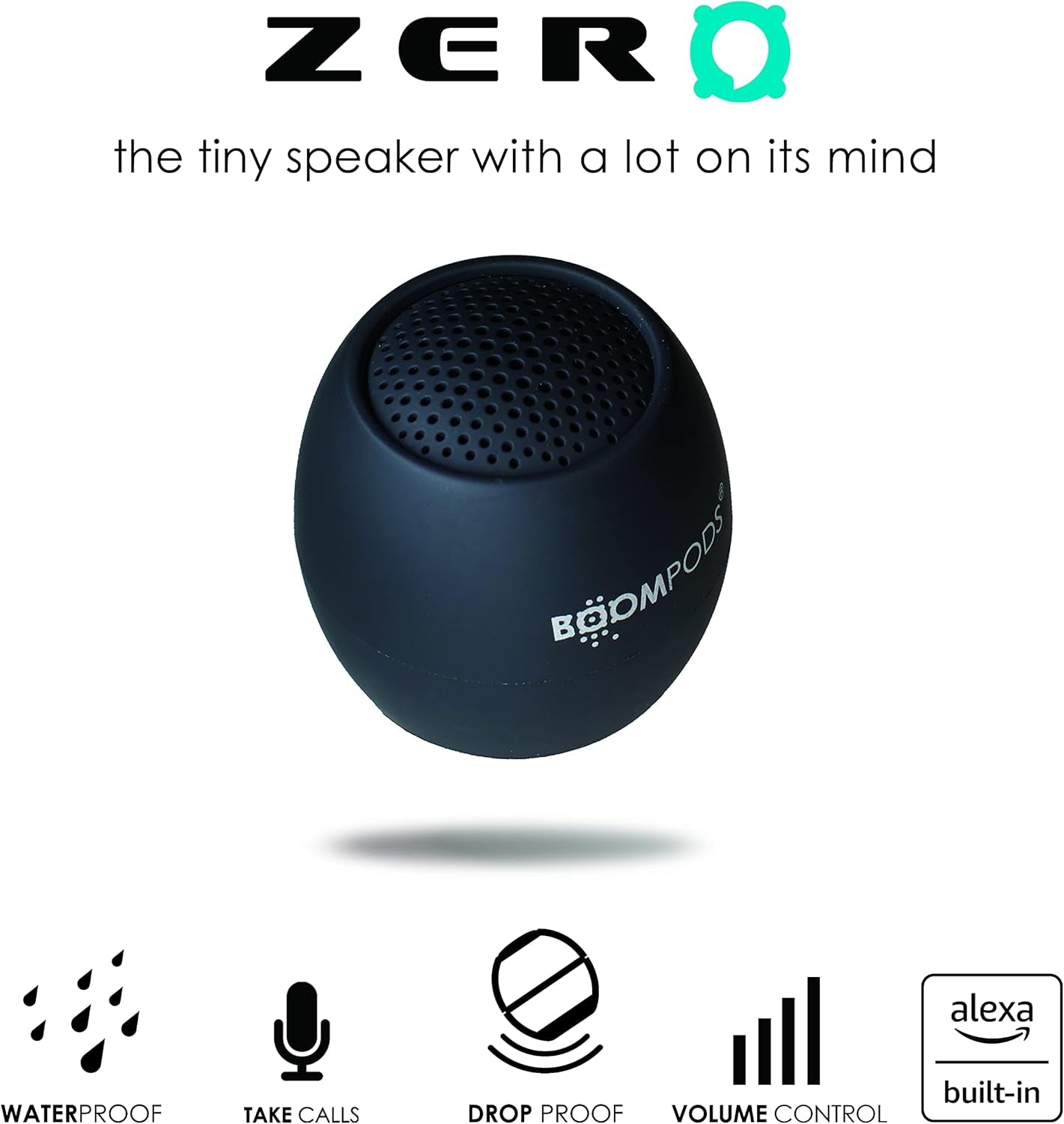 Zero Talk Mini Bluetooth Speaker with Amazon Alexa Built-In, Smart Devices - Small Wireless Waterproof Speaker IPX6, 5Hr Playtime, Portable for Travel, Bathroom Shower & Iphone, Grey