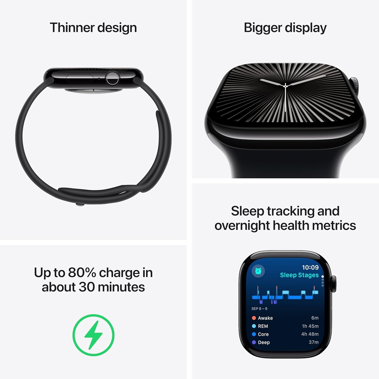 Watch Series 10 GPS 46 Mm Smartwatch with Jet Black Aluminium Case with Black Sport Band - S/M. Fitness Tracker, ECG App, Always-On Retina Display, Water Resistant