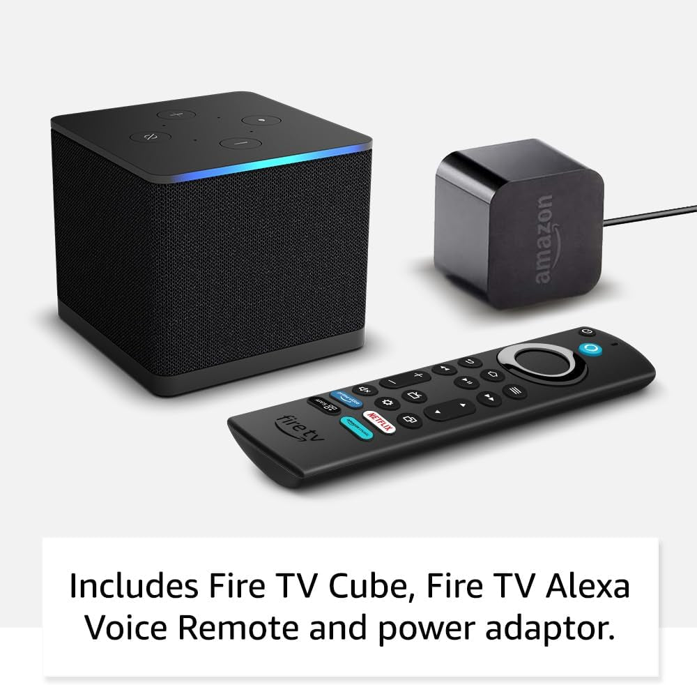 Fire TV Cube (Newest Gen) | Hands-Free Streaming Media Player with Alexa, Wi-Fi 6E, 4K Ultra HD