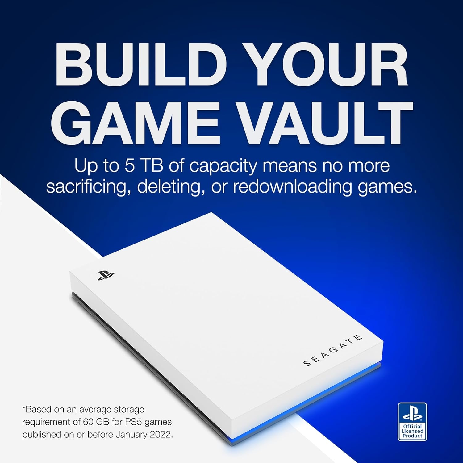 Game Drive for PS4/PS5 2TB, External HDD, USB 3.0, Officially Licensed, Blue LED, Incl 2 Weeks Playstation+ (STLV2000202)
