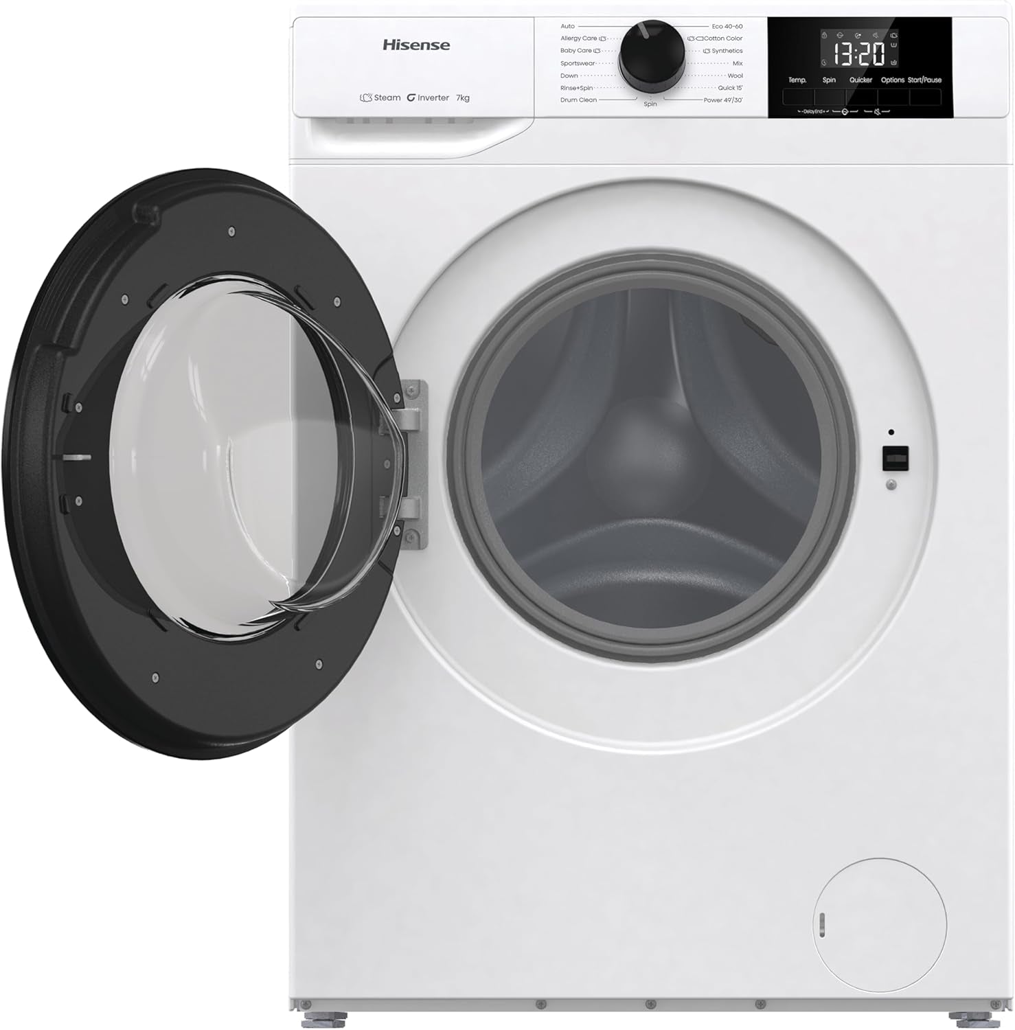 WF1G7021BW Freestanding 7 Kg-Front Load Durable Inverter Washing Machine, Steam Wash-Quick Wash-15 Washing Programs-1200 Rpm-White-Energy Rating B