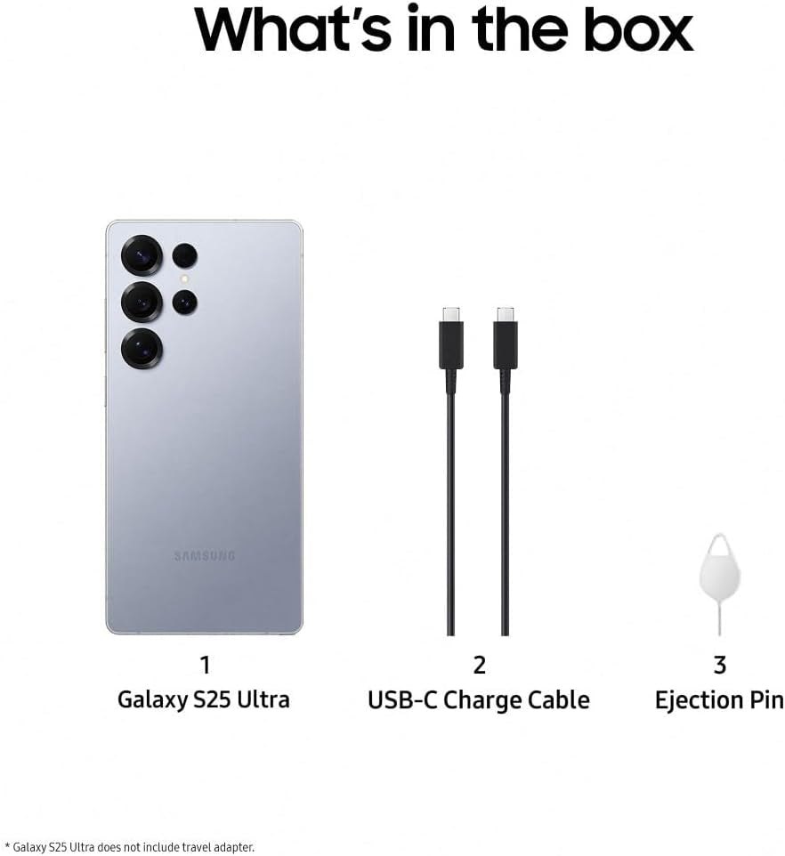 Galaxy S25 Ultra AI Smartphone, Galaxy AI, 12GB Memory, 512GB Storage, 200MP Camera, S Pen Included, Titanium Silverblue, 3 Year Manufacturer Extended Warranty (UK Version)