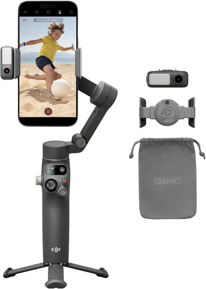 Osmo Mobile 7P Gimbal Stabilizer for Iphone, Android, Native Tracking, Lighting, 3-Axis Phone Gimbal, Quick Launch, One-Tap Edit, Built-In Extension Rod & Tripod, 10Hrs Use, Phone Charging