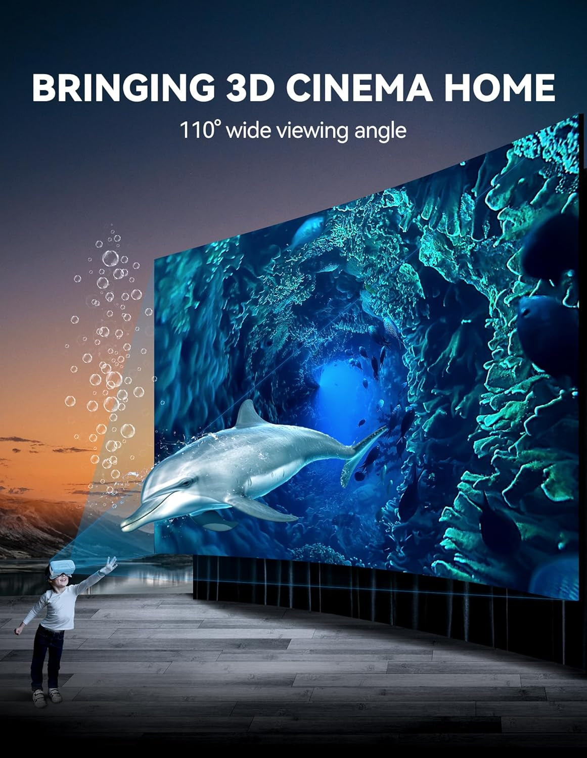 VR Headset for Phone, Virtual Reality Headsets with HD 110°FOV Anti-Blue Light Lenses & Adjustable Gears, 3D VR Headset for Kids Compatible Iphone Samsung Android 4.7-7.2"