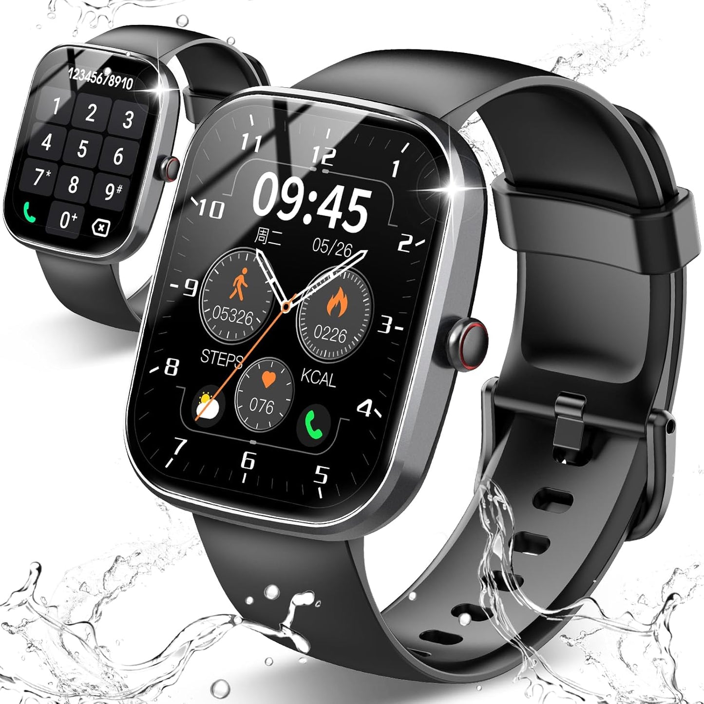Smart Watch for Men Women(Answer/Make Calls), 1.91" Touch Smartwatch, 110+ Sport Activity Tracke with Heart Rate Sleep Monitor Step Counter, IP68 Waterproof Fitness Watch for Android Ios, Black