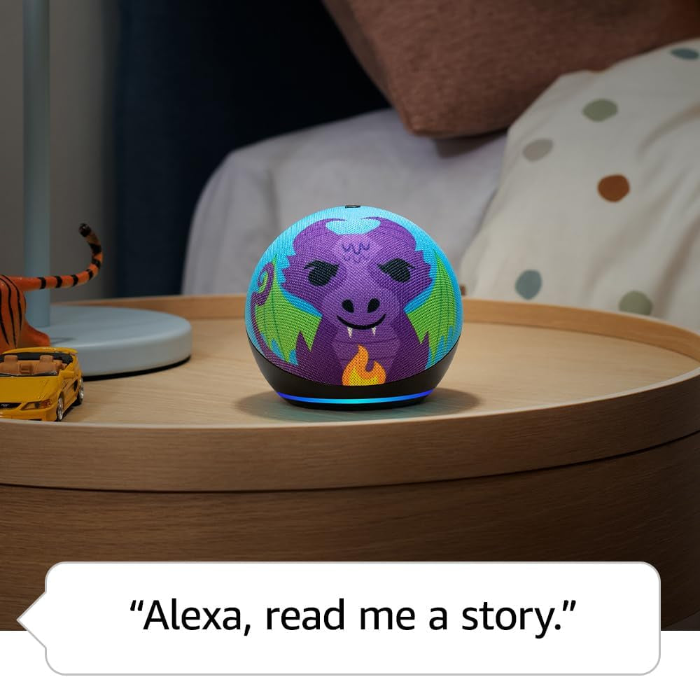 Echo Dot Kids (Newest Gen) | Wi-Fi and Bluetooth Smart Speaker with Alexa | with 1 Year of  Kids+ Content | Dragon