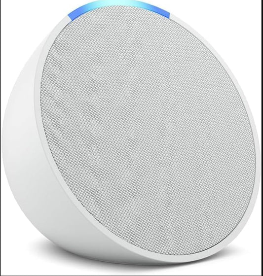 Echo Pop (Newest Model) | Full Sound Compact Wi-Fi and Bluetooth Smart Speaker with Alexa |Glacier White