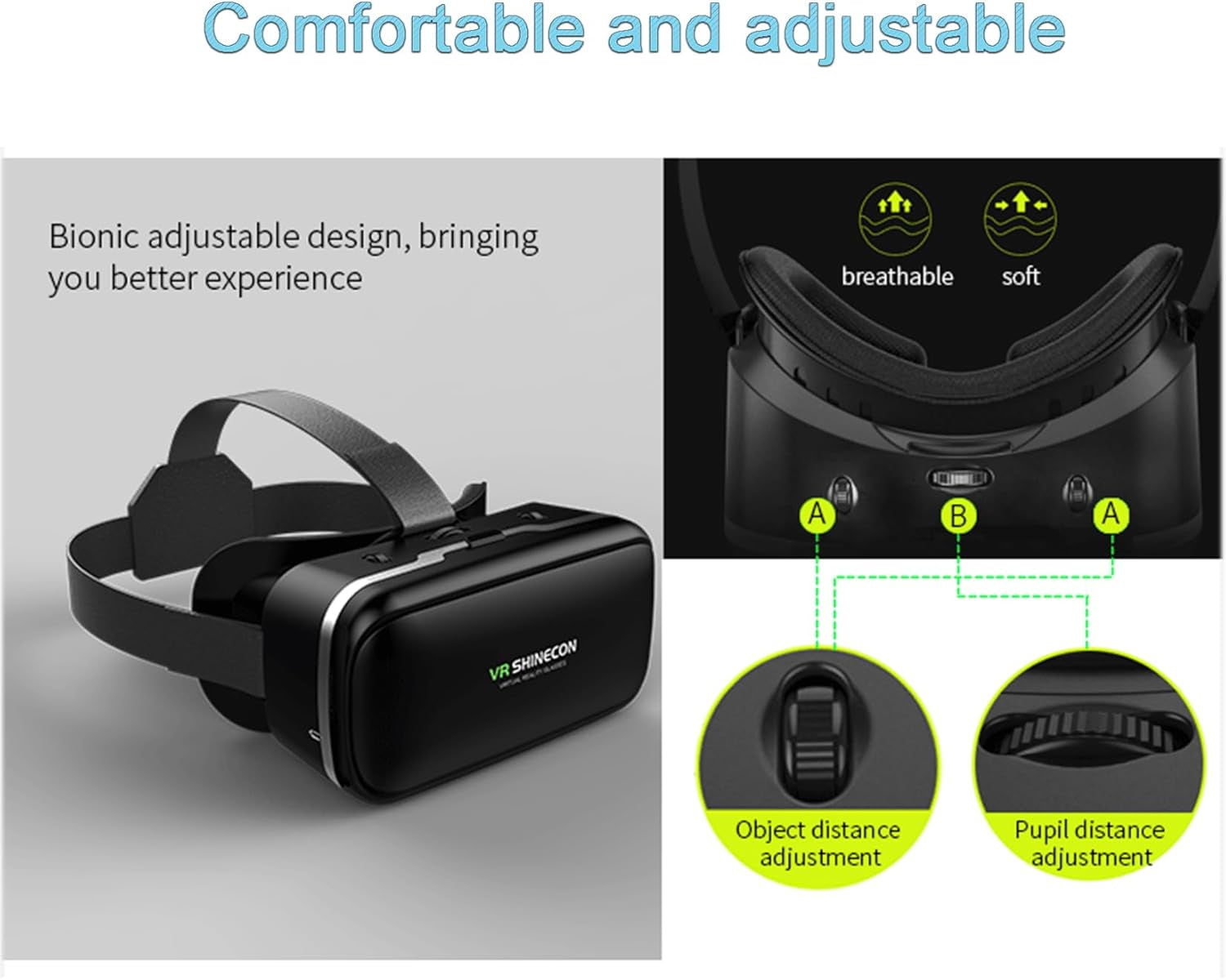 VR Headset for Iphone and Android with Remote Controller, Upgrade 3D Virtual Reality VR Glasses with Blue Lights for VR Games Movies & Video, Support 4.7-7.0”Phone for Kids & Adults