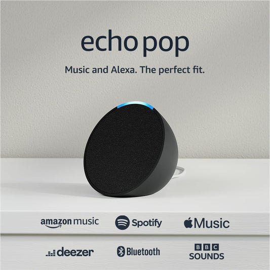 Echo Pop (Newest Gen) | Full Sound Compact Wi-Fi and Bluetooth Smart Speaker with Alexa | Charcoal