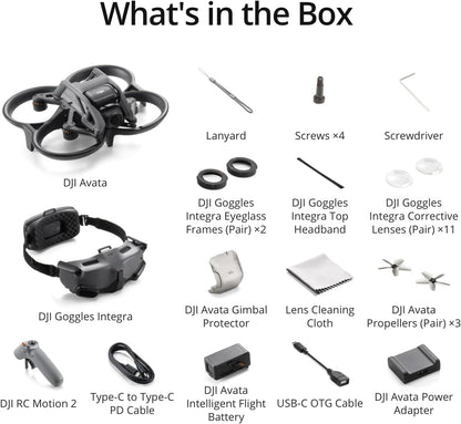 Avata Explorer Combo - First-Person View Drone with Camera, UAV Quadcopter with 4K Stabilized Video, Super-Wide 155° FOV, Emergency Brake and Hover, Includes New RC Motion 2 and Goggles Integra