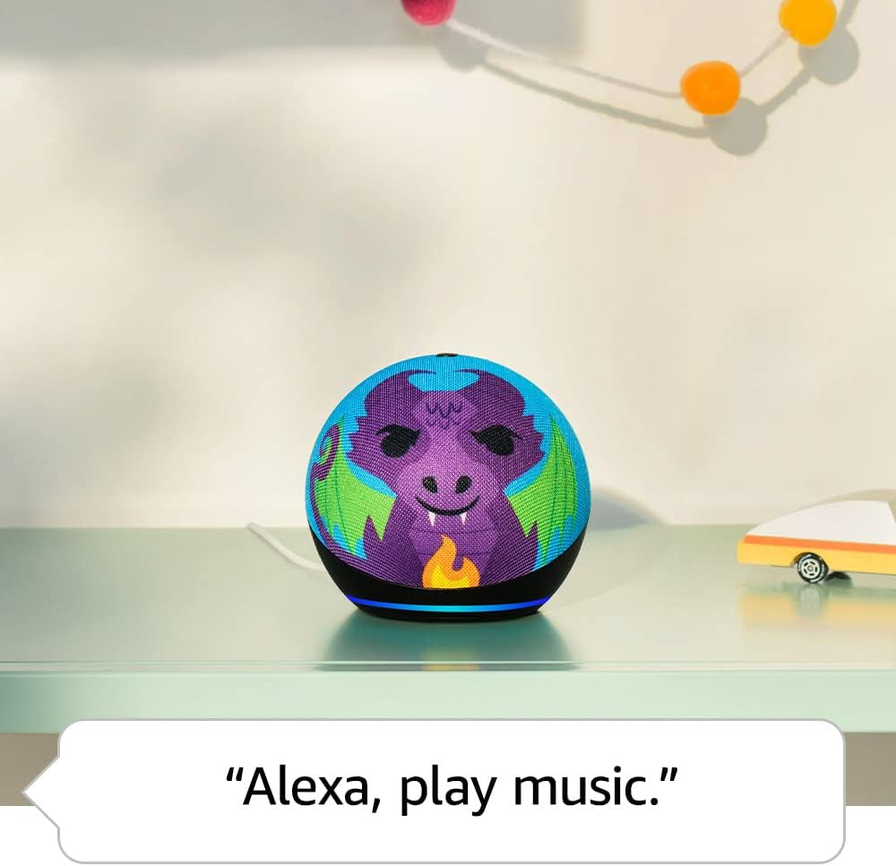 Echo Dot Kids (Newest Gen) | Wi-Fi and Bluetooth Smart Speaker with Alexa | with 1 Year of  Kids+ Content | Dragon