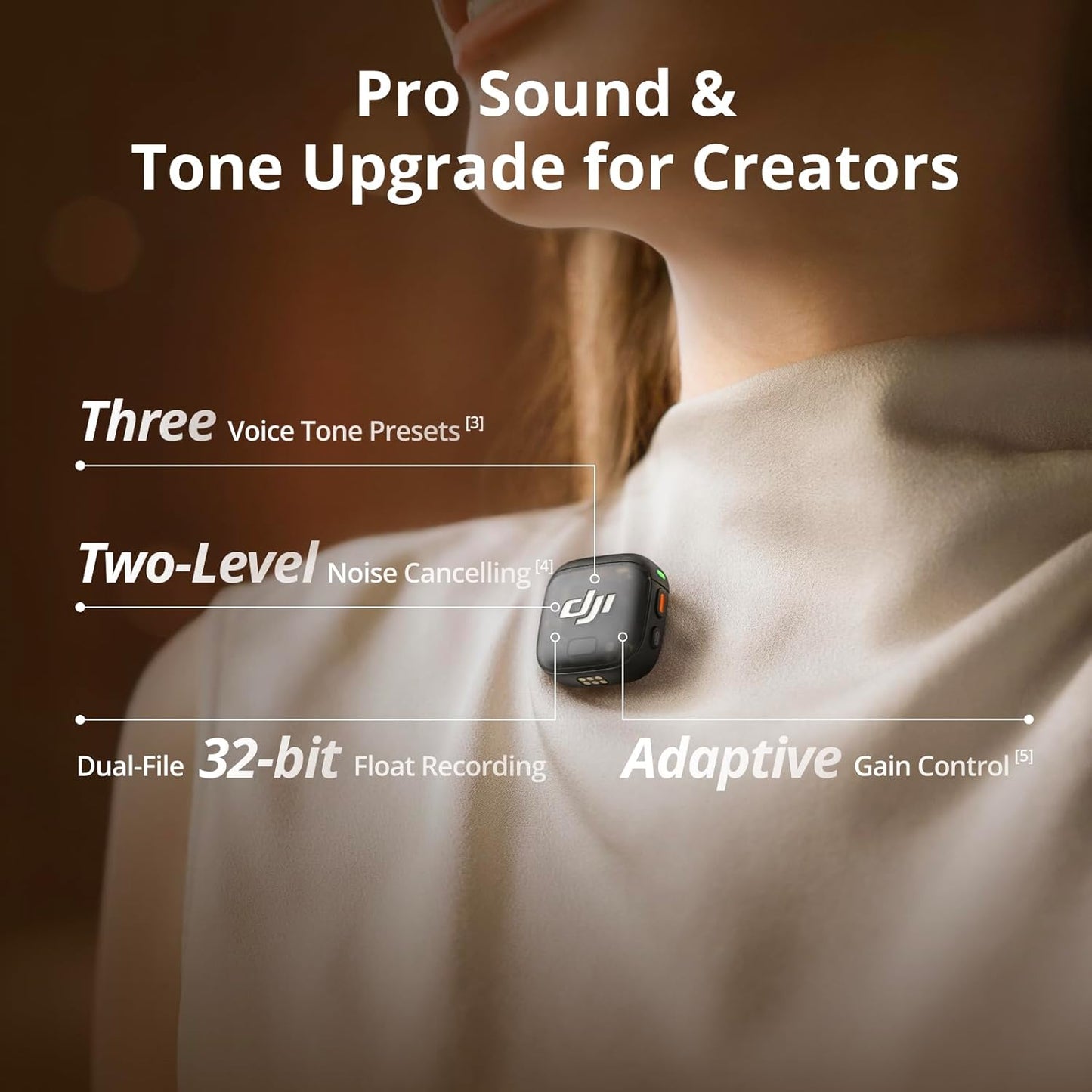 Mic 3 (2 TX + 1 RX + Charging Case), Wireless Microphone for Iphone/Camera/Android, Ultralight, Adaptive Gain Control for Balanced Volume, Dual Band Anti-Interference, 28Hrs Use, Vlog