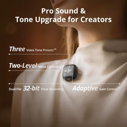 Mic 3 (2 TX + 1 RX + Charging Case), Wireless Microphone for Iphone/Camera/Android, Ultralight, Adaptive Gain Control for Balanced Volume, Dual Band Anti-Interference, 28Hrs Use, Vlog