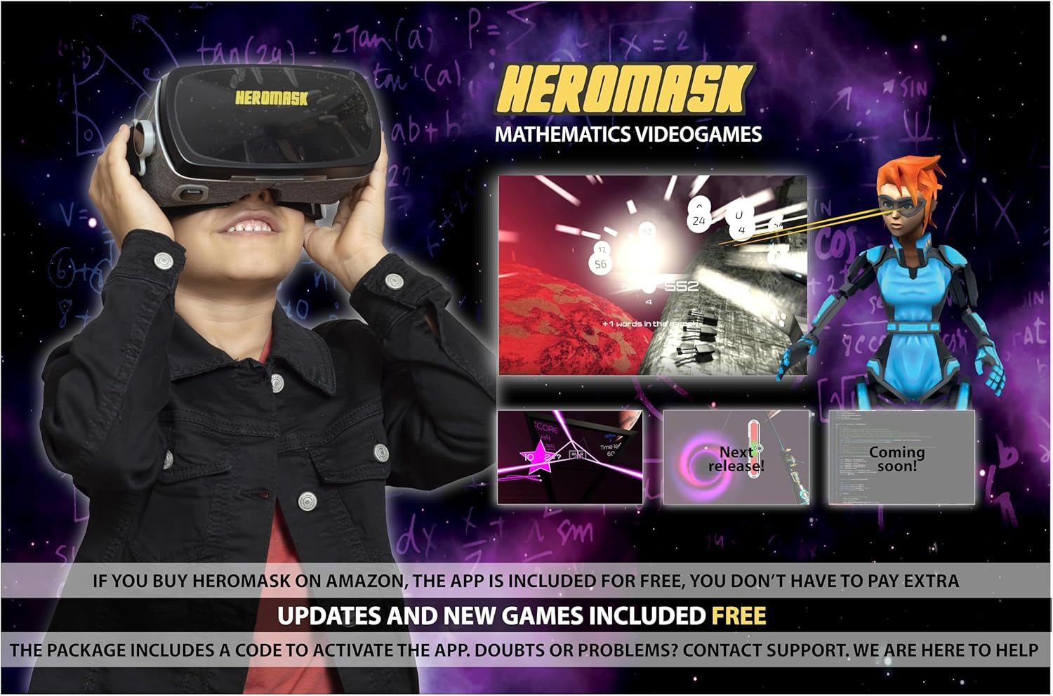 : VR Headset for Kids + Maths Educational Games [Times Tables Subtraction…] for Kids 5 6 7 8…12 Years Old [Fun Games] VR Maths Set [3D Glasses] Cool for Girls and Boys Learning Toys