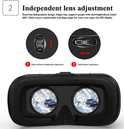 VR Headset for Iphone and Android with Remote Controller, Upgrade 3D Virtual Reality VR Glasses with Blue Lights for VR Games Movies & Video, Support 4.7-7.0”Phone for Kids & Adults
