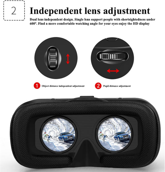 VR Headset for Iphone and Android with Remote Controller, Upgrade 3D Virtual Reality VR Glasses with Blue Lights for VR Games Movies & Video, Support 4.7-7.0”Phone for Kids & Adults