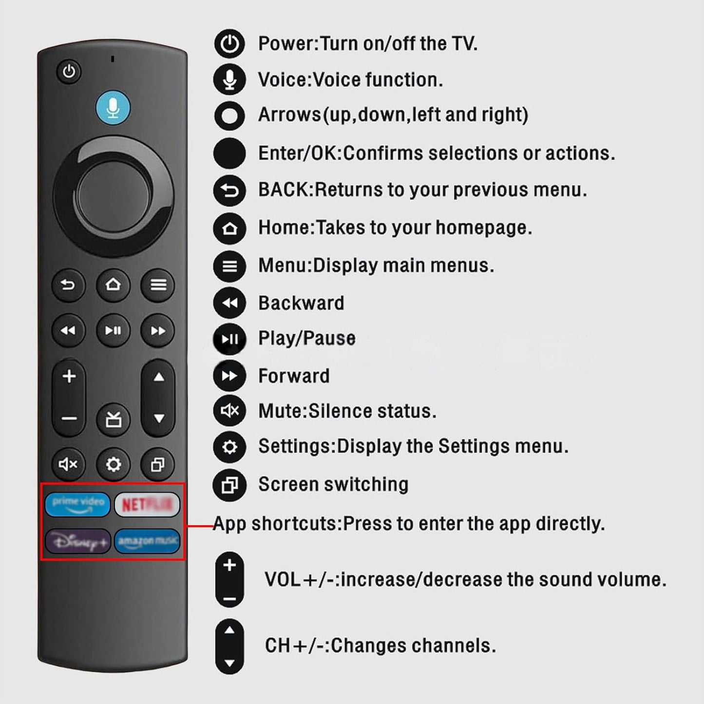 Replacement Voice Stick Compatible for Fire Tv Stick(1St /2Nd/3Rd Gen,4K,Lite) - Compatible with Amazon Fire Stick(1St/2Nd/3Rd Gen) Insignia/Toshiba/Pioneer Fire Smart TV