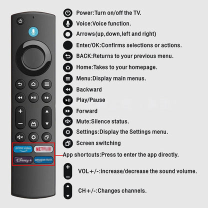 Replacement Voice Stick Compatible for Fire Tv Stick(1St /2Nd/3Rd Gen,4K,Lite) - Compatible with Amazon Fire Stick(1St/2Nd/3Rd Gen) Insignia/Toshiba/Pioneer Fire Smart TV