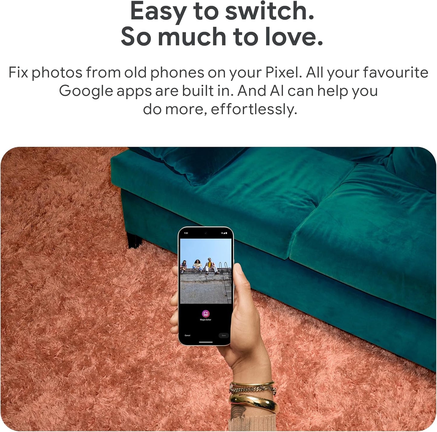 Pixel 9 Pro - Unlocked Android Smartphone with Gemini, Triple Rear Camera System, 24-Hour Battery, and 6.3" Super Actua Display - Obsidian, 128GB