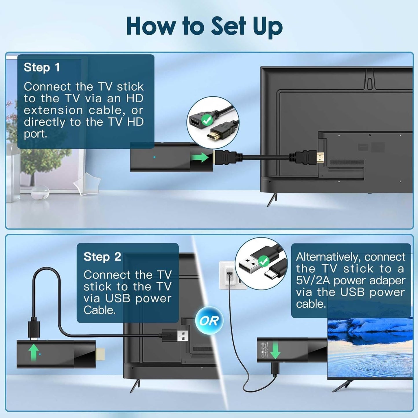 Android TV Stick 4K Mini Smart Tv Box DDR4 2GB RAM 16GB Quad-Core 64Bit Dual 2.4G/5G Wifi HDR10+ Ultra USB HD Smart TV STICK Box Streaming Media (Basic)