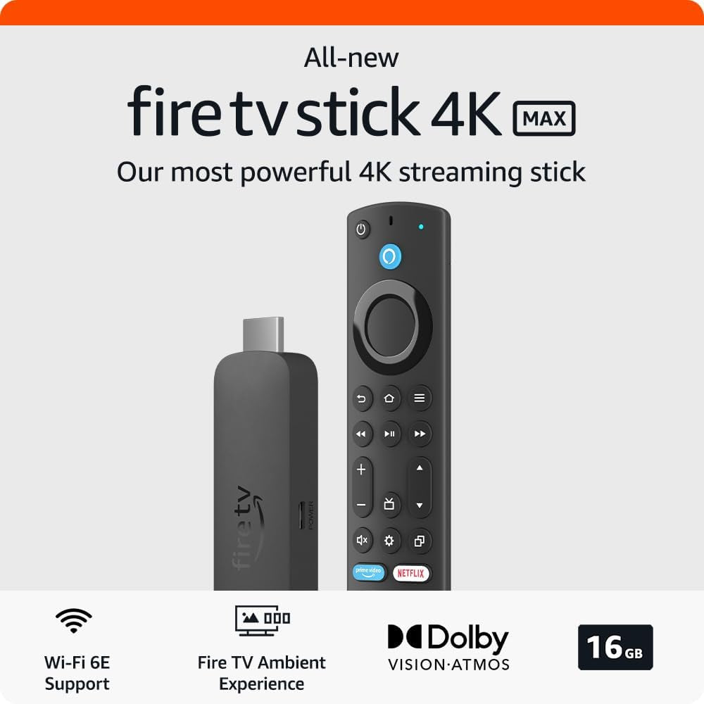 Fire TV Stick 4K Max Streaming Device | Supports Wi-Fi 6E, Ambient Experience (2Nd Gen, International Version)