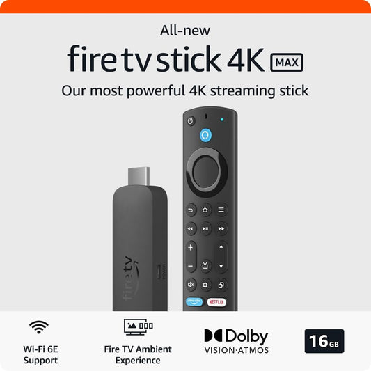 Fire TV Stick 4K Max Streaming Device | Supports Wi-Fi 6E, Ambient Experience (2Nd Gen, International Version)