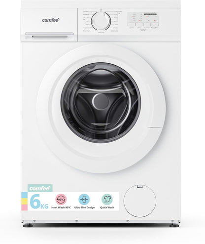 Freestanding Washing Machine,6Kg Load,Heat Wash 90℃,Quick Wash,15 Washing Programs,White-Cfe10Ew60/W