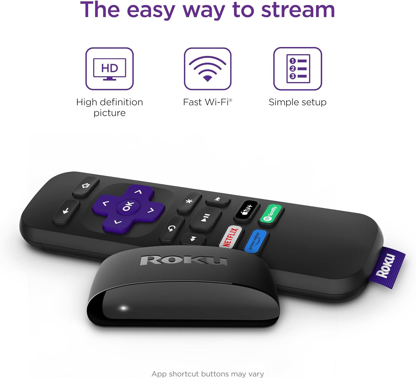 Express (New, 2023) HD Streaming Device with High-Speed HDMI Cable and Standard Remote (No TV Controls), Guided Setup and Fast Wi-Fi