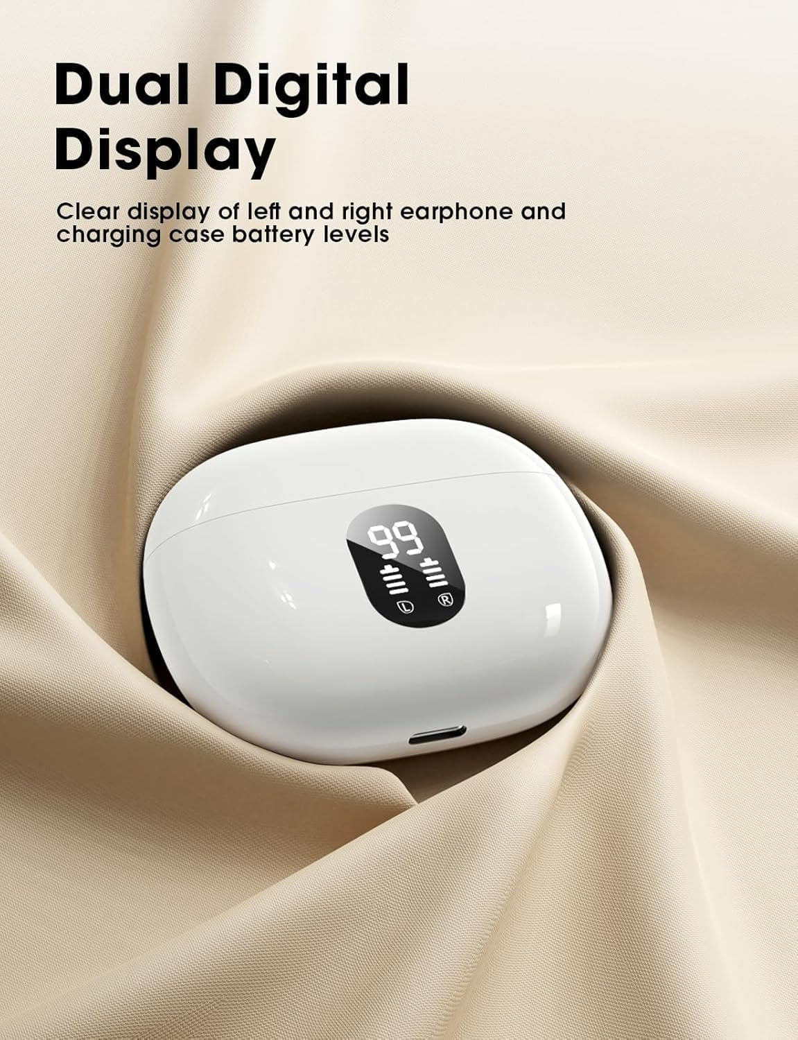 Wireless Earbuds,Bluetooth Earphones ENC Noise Cancelling Mic,Big Bass Stereo Sound,48 Hours Playtime,Lightweight In-Ear Earphone,Ipx7,Hands-Free Calls with AI for Iphone,Android,Pad,Sports,Workout