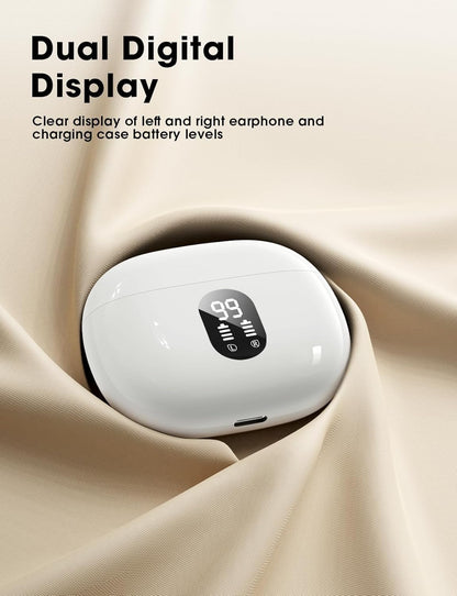 Wireless Earbuds,Bluetooth Earphones ENC Noise Cancelling Mic,Big Bass Stereo Sound,48 Hours Playtime,Lightweight In-Ear Earphone,Ipx7,Hands-Free Calls with AI for Iphone,Android,Pad,Sports,Workout