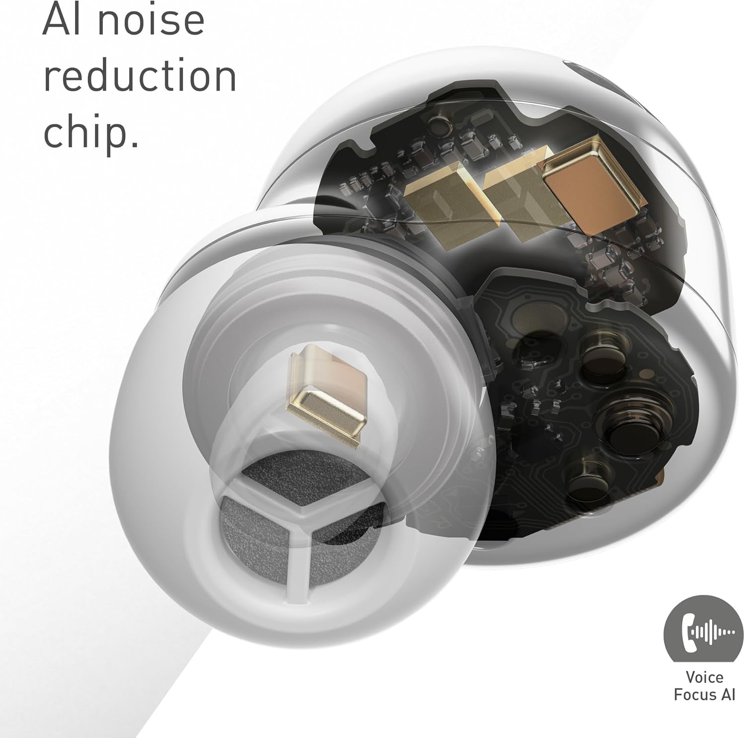 EAH-AZ100E-S Wireless Earbuds with Noise Cancelling, Multipoint Bluetooth, Voice Focus AI, Comfortable In-Ear Headphones, Silver