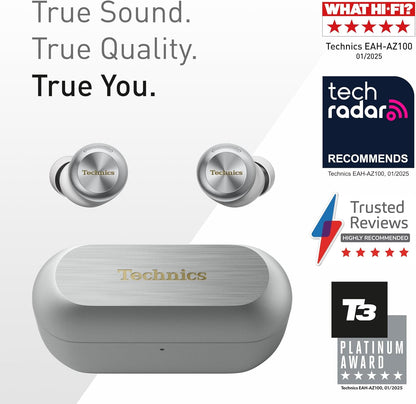 EAH-AZ100E-S Wireless Earbuds with Noise Cancelling, Multipoint Bluetooth, Voice Focus AI, Comfortable In-Ear Headphones, Silver