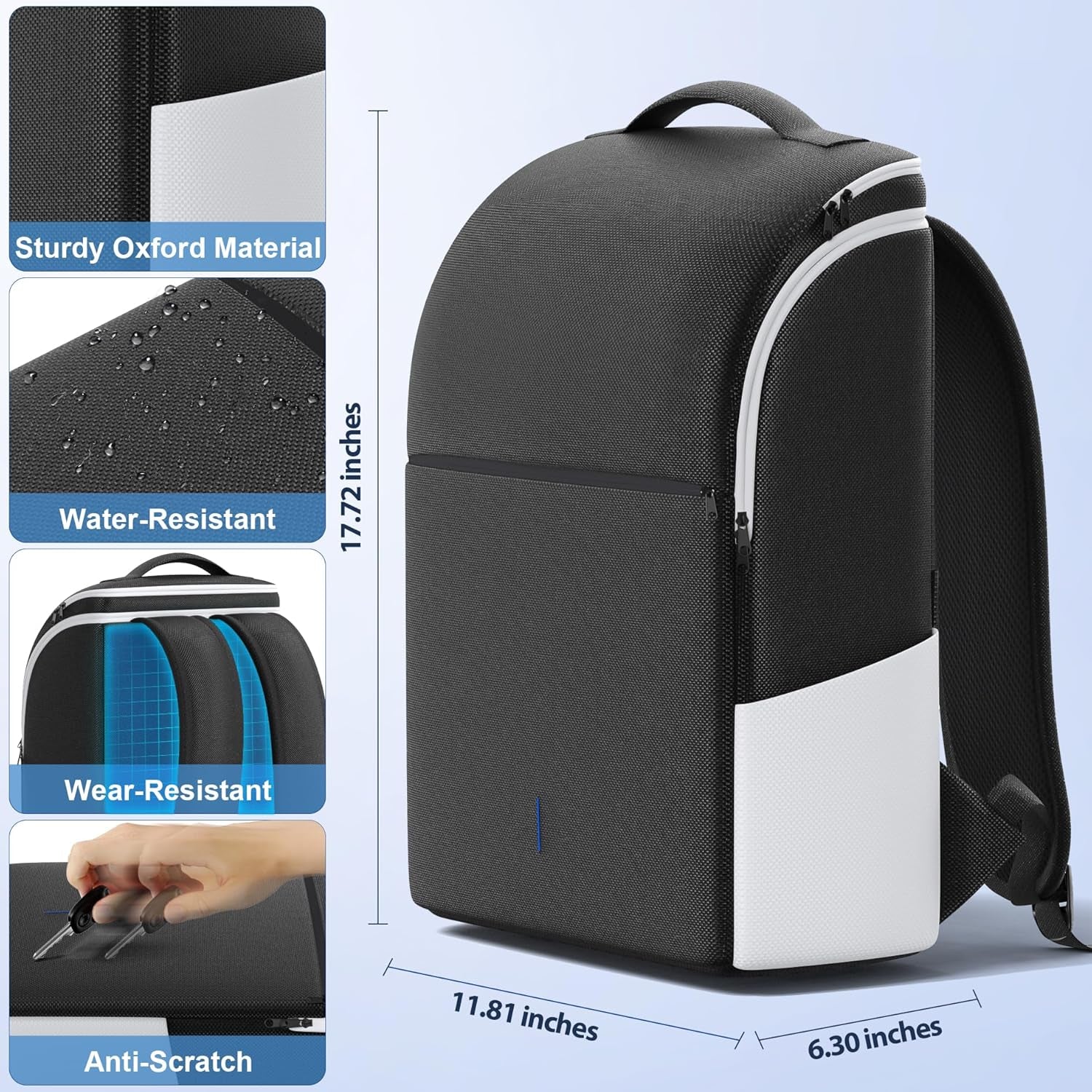 PS5/ Slim/ Pro Console Backpack, PS5 Travel Bag with Full Protection, Large Capacity PS5 Carry Bag, PS Portal, Laptop, Game Card, Playstation 5 Backpack with 3 Cable Pockets-White