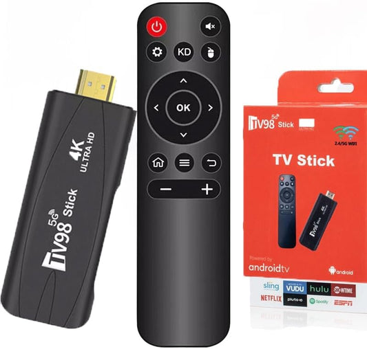 Android TV Stick 4K Mini Smart Tv Box DDR4 2GB RAM 16GB Quad-Core 64Bit Dual 2.4G/5G Wifi HDR10+ Ultra USB HD Smart TV STICK Box Streaming Media (Basic)