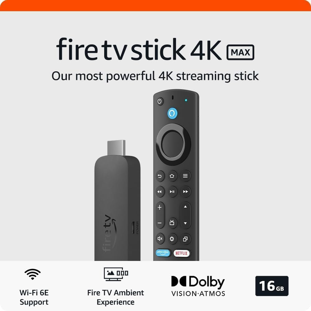 Fire TV Stick 4K Max (Newest Gen), Supports Wi-Fi 6E, Ambient Experience