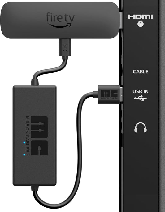 Mission USB Power Cable for Amazon Fire TV (Eliminates the Need for AC Adapter)
